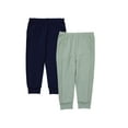 thumbnail image 2 of Hanes Pure Comfort Baby French Terry Joggers, Organic Cotton, Boys & Girls, 2-Pack Navy/Aquamoon 9MTH, 2 of 2
