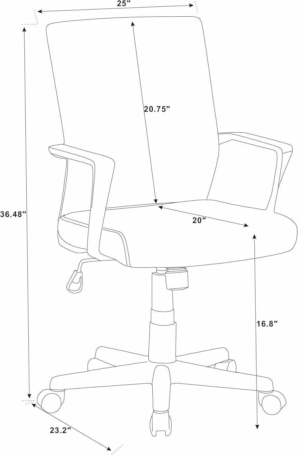 Ergonomic Black Mesh Office Chair with Adjustable Lumbar Support, Tall Swivel Rolling Computer Desk Chair for Home Work & Study