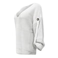 thumbnail image 4 of VISALY V Neck Pullover Sweater Knit Sweater Womens Fall Sweaters 2024 Chunky Loose Long Sleeve V Neck Oversized Casual Knit Pullover Tops Crochet Sweaters Womens Sweatshirts Women Pullover White Xl, 4 of 7