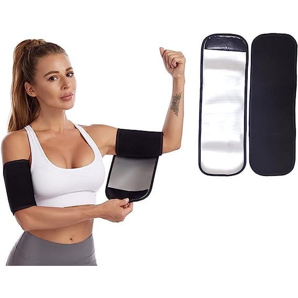 Paquete de 2 bandas para el sudor para brazos de Sauna ajustables para deportes, mangas adelgazantes, ejercicio más delgado, aumento de trans