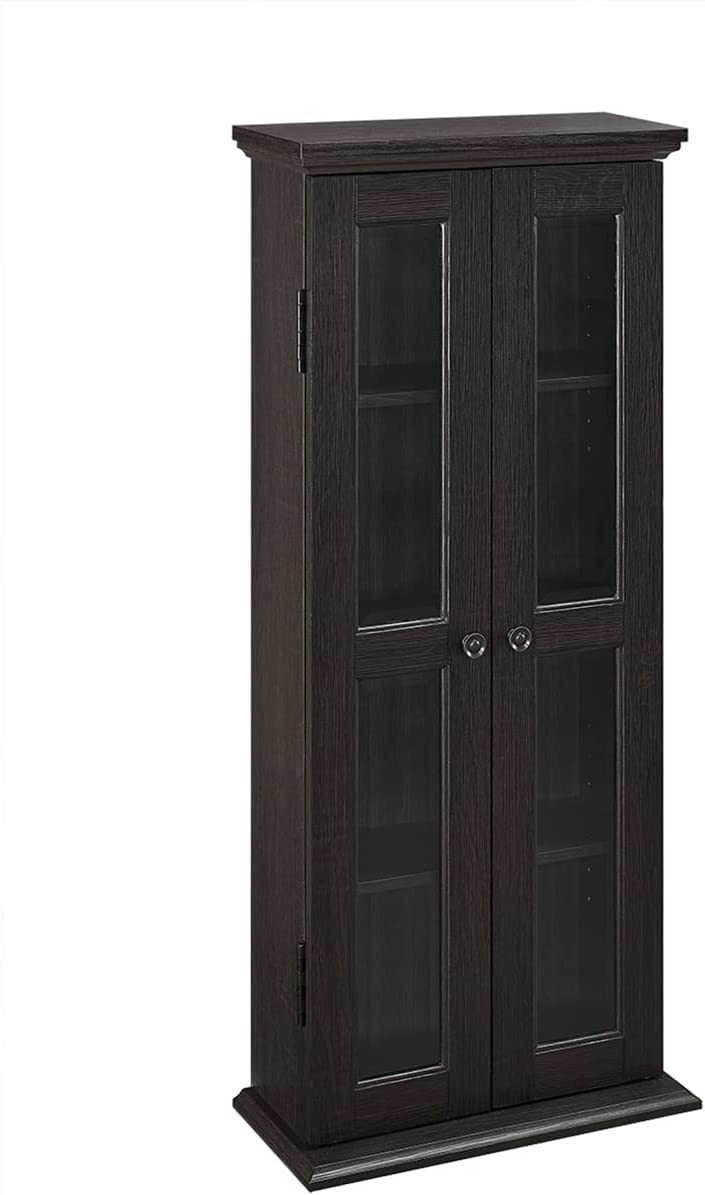 4 Tier Shelf Living Room Storage Tall Bookshelf Doors Home Office Tower Media Organizer