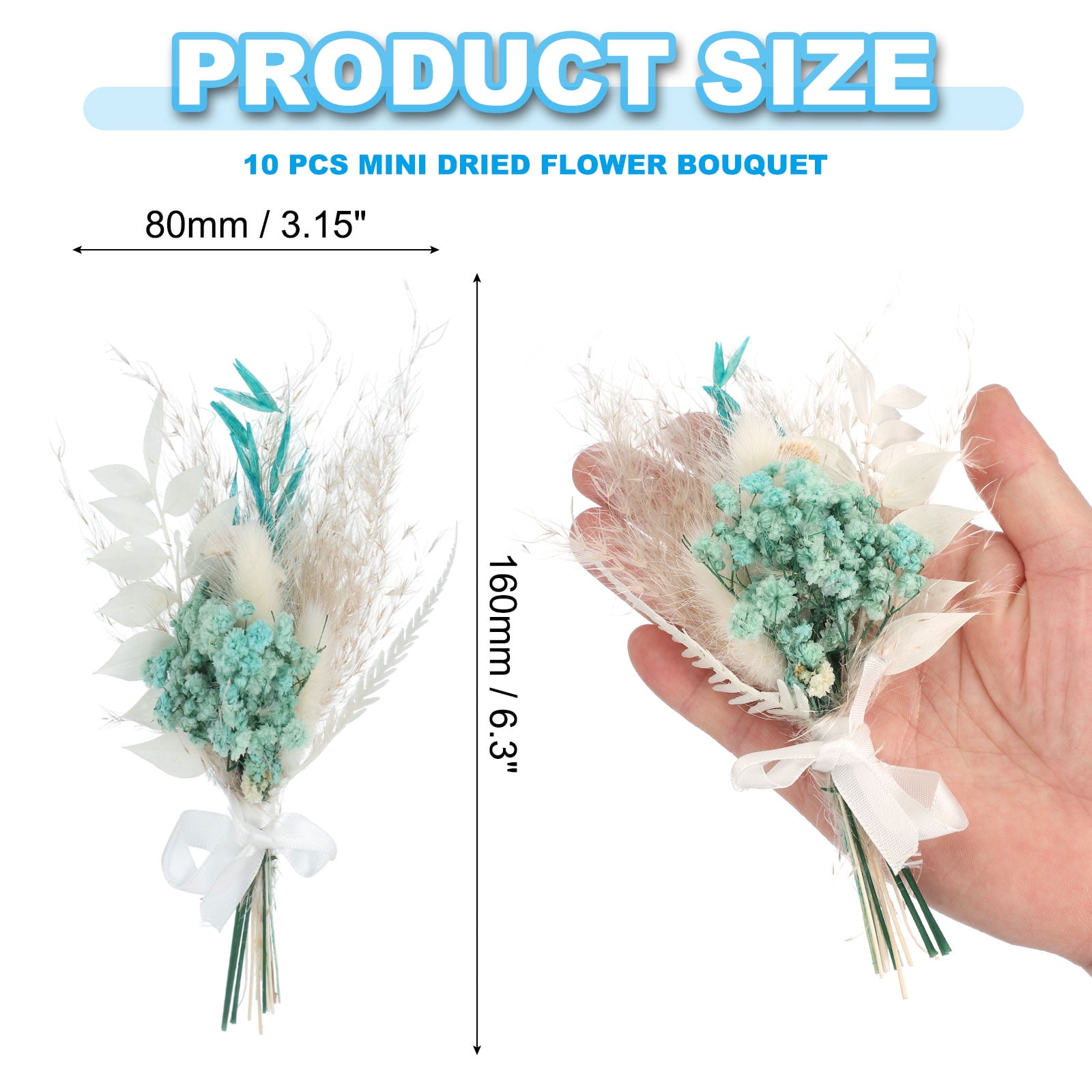 Uxcell Mini Dried Flower Bouquet, Pampas Grass Natural Wildflower Decor, Orange Red