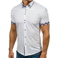 thumbnail image 5 of SwiftWear Men Polyester Short Sleeve Turndown collar Plaid Tshirts White M, 5 of 5