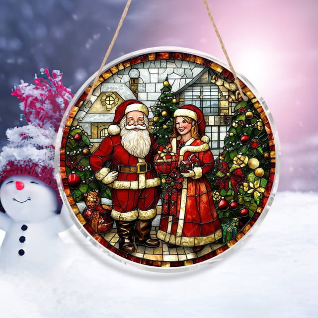 Elegant Resin Christmas Sign with Festive Images, Holiday Decor for Adding Warmth to Home or Party, Durable PVC Material with Pre-Attached Hanging Rope