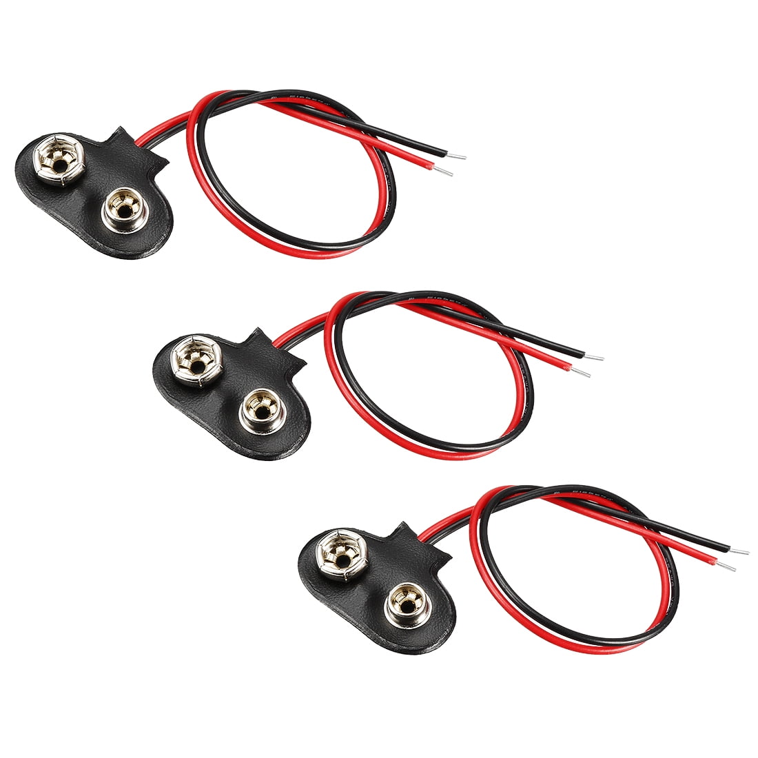 3pcs DC 9V Battery Clip T-Type Buckle Connector  Wire 12cm Long