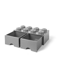 thumbnail image 2 of LEGO Brick Drawer, 8 Knobs, 2 Drawers, Stackable Storage Box, Stone Grey, 2 of 8
