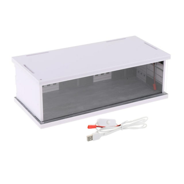 Escaparate de estacionamiento protector con luces LED, fondo de PVC, contenedor acrílico, escena de vehículo, juguete para diseño de colección, 1/64 , Estilo b