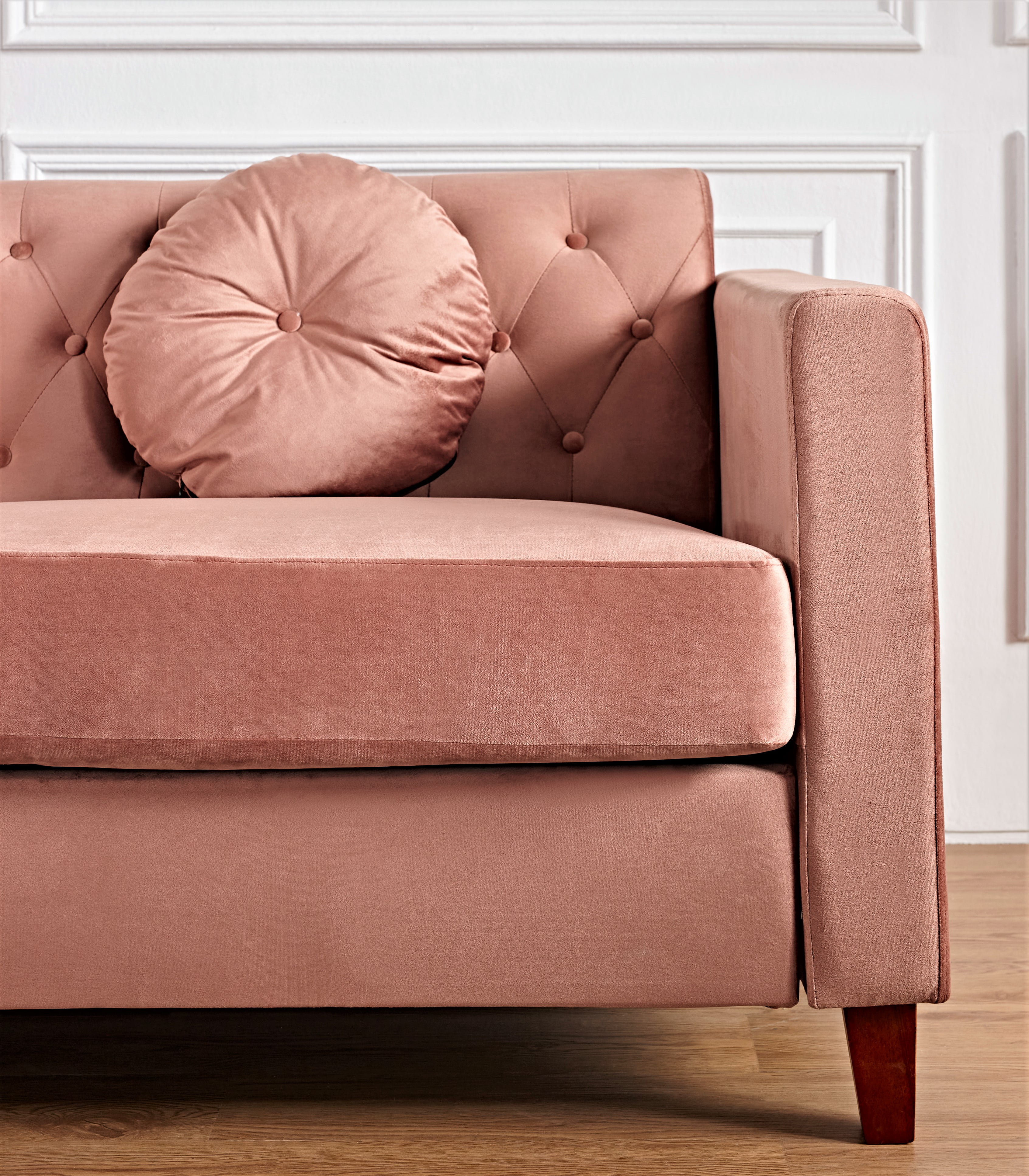 Uspridefurniture Cendejas 79.5'' Velvet Square Arm Sofa,Pink