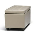 thumbnail image 3 of Cosmopolitan 34 inch Wide Storage Ottoman in Satin Cream Vegan Leather, 3 of 7