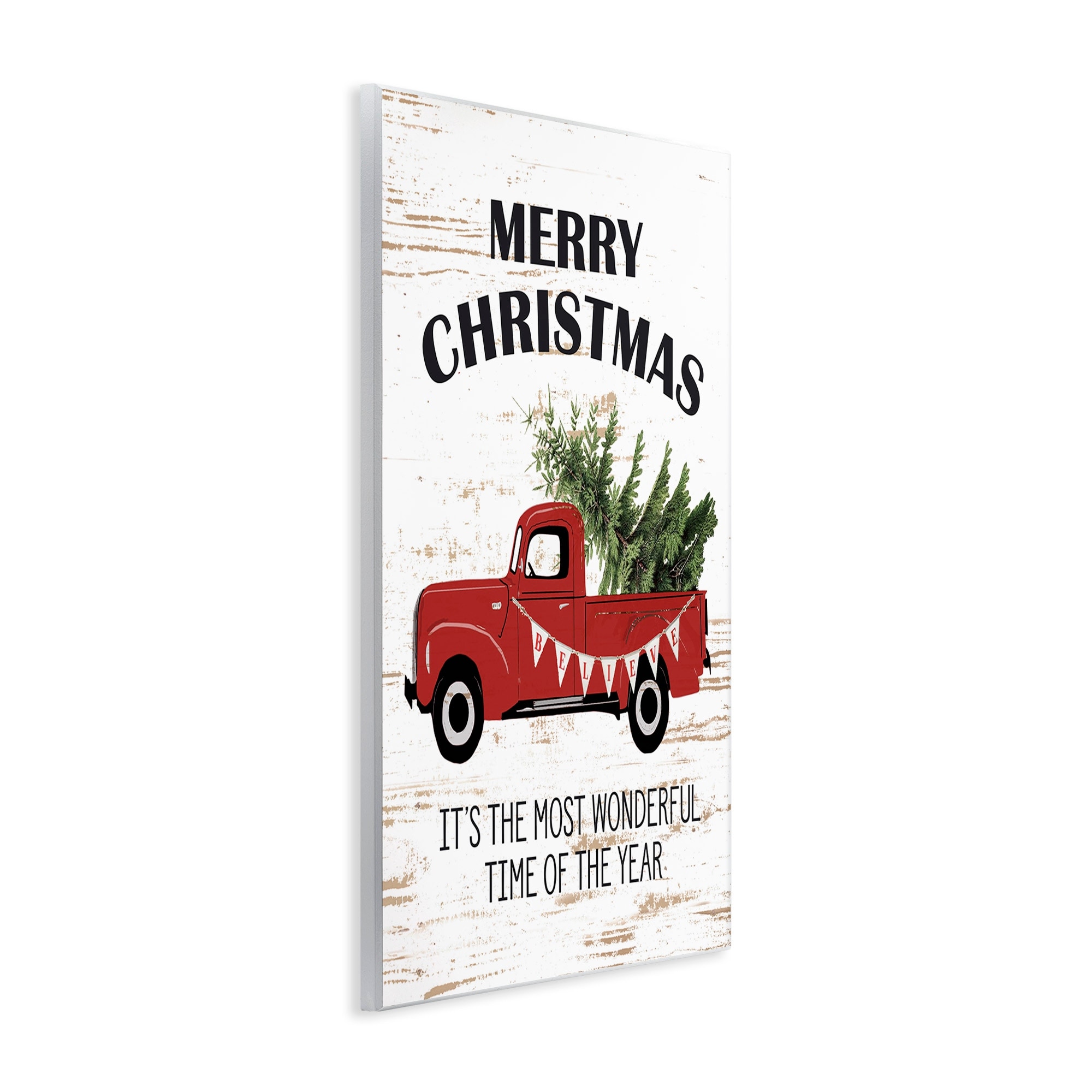 The Stupell Home Decor Collection Christmas Most Wonderful Time Vintage Truck Oversized Wall Plaque Art