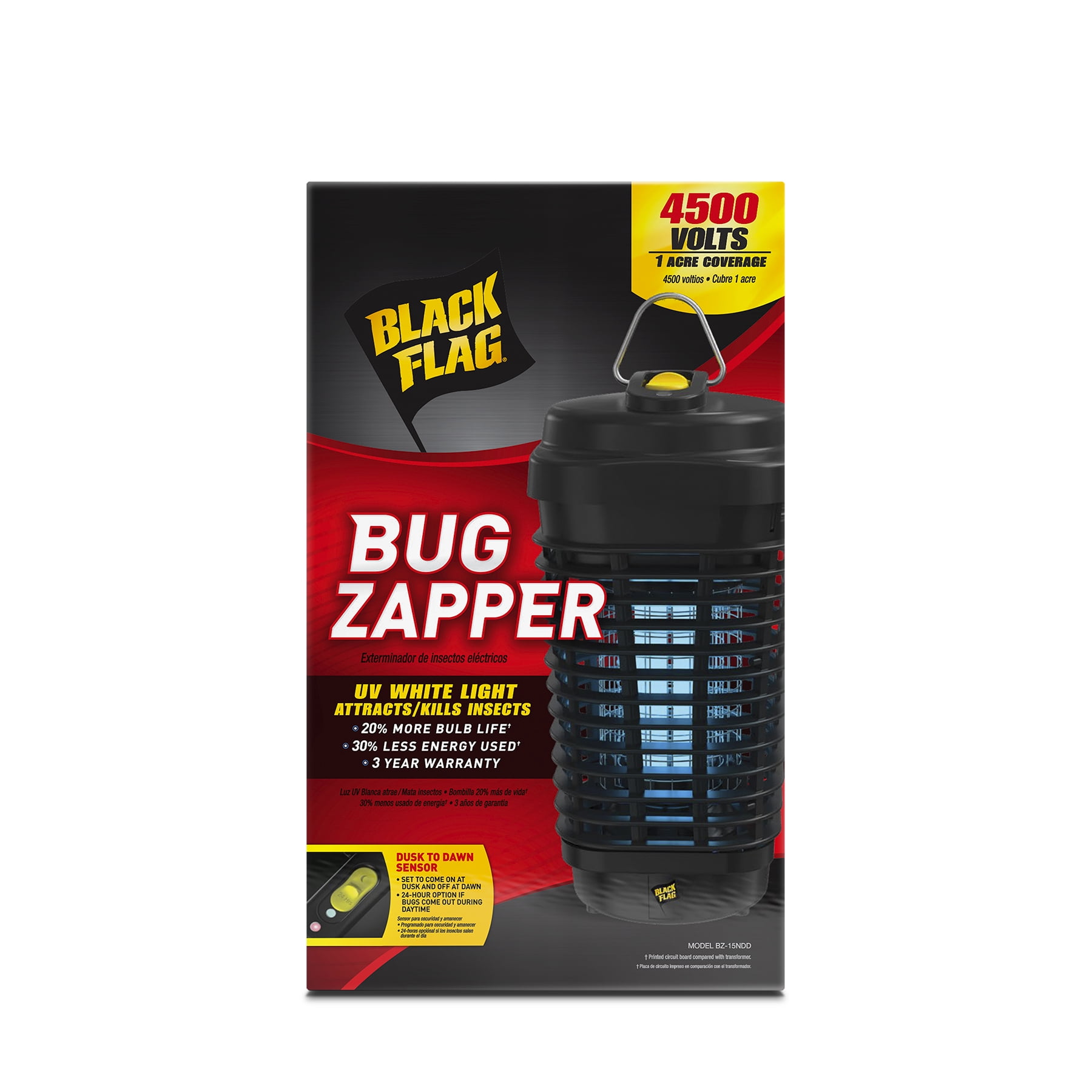 Black Flag 4500 Volt 15 Watt Electronic Bug Zapper Insect Killer, Includes Attachable Mosquito Lure Attractant