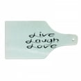 thumbnail image 1 of Live Laugh Love Cutting Board, Abstract Hand Lettering Inspirational Words with Monochrome Design Lines, Tempered Glass Cutting and Serving Board, Wine Bottle Shape, Black White, by Ambesonne, 1 of 1