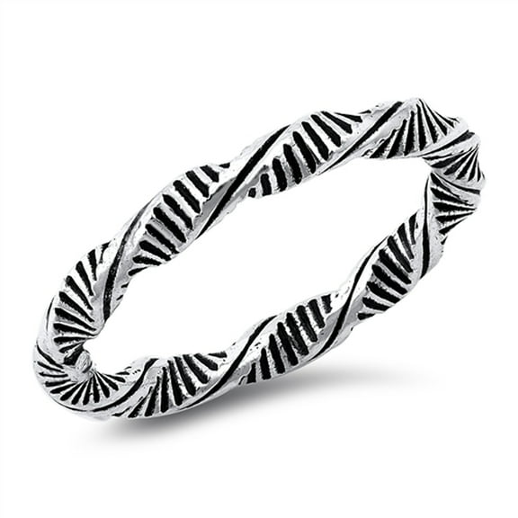 Twisted Bali Oxidized Ring .925 Sterling Silver Band Jewelry Female Male Unisex Size 5