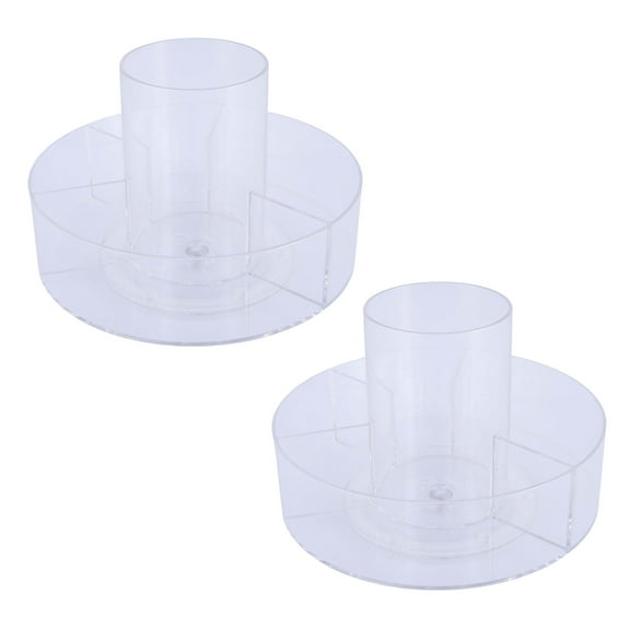 Kenney Storage Made Simple Lazy Susan 360 Rotating Countertop Organizer, 5 Compartment, Set of 2, Clear