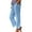 Blue, variant on Women's Straight Leg Linen Pants High Waisted Drawstring Trousers Casual Comfort Fit Long Pants With Functional Pockets Blue