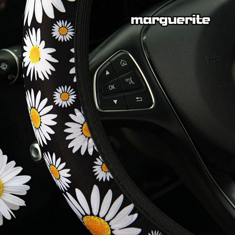 SJENERT Cute Steering Wheel Covers for Car, Universal 15 Inches Daisy Print  Car Steering Wheel Cover Car Accessories 