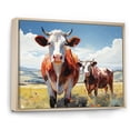 thumbnail image 2 of Designart "Grazers Geometric Cattle Pastoral art painting III" Animals Floater Framed Canvas Print, 2 of 7