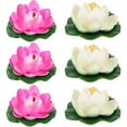 thumbnail image 4 of 6 piezas de espumas flotantes artificiales de flor de loto, adornos de loto realistas para estanque, 4 of 6
