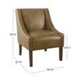 thumbnail image 4 of HomePop Wood and Faux Leather Swoop Arm Accent Chair in Brown, 4 of 12