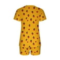thumbnail image 7 of SuTry Women's Trendy Homewear Point Printting V-Neck Short Sleeve Tops and Pants Two Piece Set Home Stylish Suitable for Indoor(Yellow#3,XL), 7 of 7