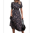 thumbnail image 2 of Vestidos Florales de para Mujer, Estilo Bohemio, Informal, de Verano, con Mangas Abullonadas, Estilo Occidental Negro XL, 2 of 8