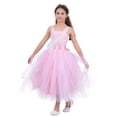 thumbnail image 2 of DPOIS Kids Lace Criss Cross Back Princess Flower Girl Tulle Dress, 2 of 4