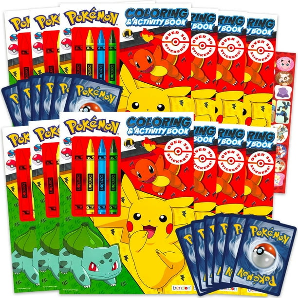 Paquete de regalos para fiestas de Pokémon con libros para colorear y tarjetas para niños