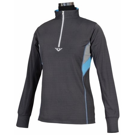 Tuffrider Tuffrider Women S Neon Ventilated Mock Zip Long Sleeve Sport Shirt Women Horse Riding Polo Shirt Charcoal Neonblue Size X Small Walmart Com Walmart Com