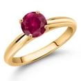 thumbnail image 2 of Gem Stone King 1.00 Ct Round Red Created Ruby 10K Yellow Gold Solitaire Engagement Ring, 2 of 4