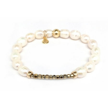 Julieta Jewelry Freshwater Pearl Harper 14kt Gold over Sterling Silver Stretch Bracelet