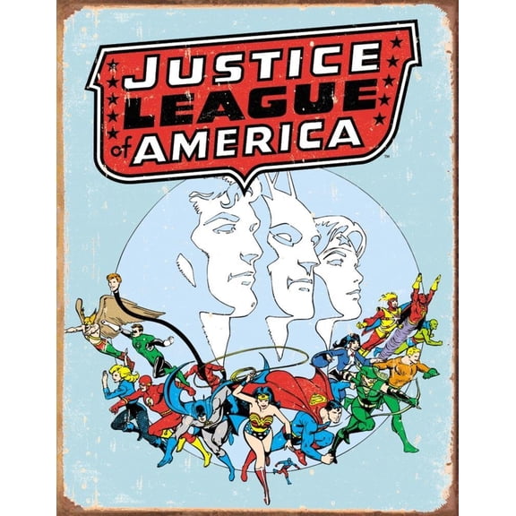 Justice League of America Distressed Retro Vintage Tin Sign