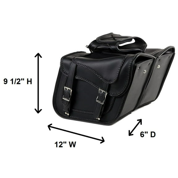 12" W x 9" H Waterproof Motorcycle Braided 2pc Saddlebags