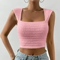 thumbnail image 6 of fatyb Womens Square Neck Crop Tops Smocked Sleeveless Tank Tops Solid Color Slim Going out Shirts Tee, 6 of 6