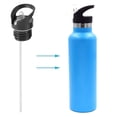 thumbnail image 2 of Sports Water Bottle Straw Lid, 12 Oz, 18 Oz, 21 Oz, 24 Oz Leak Proof Straw Cap, Flip Cap, 4 Straw,4 Cleaning Brushes, 2 of 9