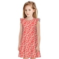 thumbnail image 1 of Balery Red Pretty Flowers Camisón de princesa para niñas, pijama de algodón con mangas abullonadas, suave y bonito.-Medium, 1 of 6