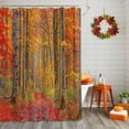 thumbnail image 2 of Shower Curtain 36"W x 78"L Fall Forest Wood Red Yellow Leaves Fabric Shower Curtains Set with Hooks Water Repellent Bathroom Curtains Machine Washable Bathroom Accessories, 2 of 6