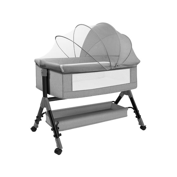 Cuna Moisés Para Bebé COKIBU Con Mosquitero Color Gris