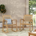 thumbnail image 3 of Arnton Acacia Wood and Wicker Outdoor Rocking Chair, Set of 2, Light Brown, 3 of 9