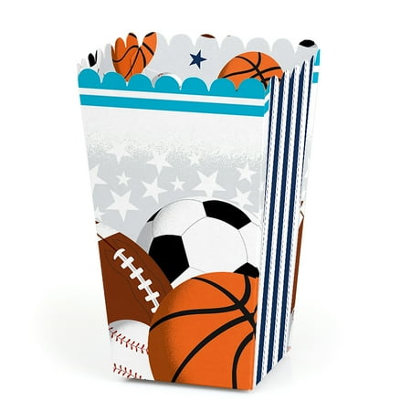 Sports Infant Baby Mobile Shower - Go, Fight, Win - Sports - Baby Shower or Birthday Party Favor Popcorn Treat Boxes - Set of 12