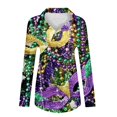 thumbnail image 4 of Mardi Gras Outfits Womens Sequin Print Tops V Neck Sparkly Glitter Blouses Loose Long Sleeve Holiday Evening Party Shiny Shirts XXL, 4 of 4