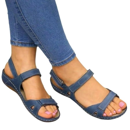 

Women s Slope Heel Sandals Comfortable PU Peep-toe Elegant Shoes for Outdoor School Performances Blue 36