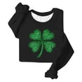 thumbnail image 4 of LEKWK St Patricks Day Shirt Women Sparkly Print Crewneck Sweatshirts Long Sleeve Graphic Tees Green Glitter Effect Clover Outfits, 4 of 4