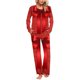 thumbnail image 1 of Puntoco Pijamas de mujer con cuello redondo, pantalones y bolsillo en la parte superior con estampado navideño para mujer, 1 of 5