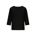 thumbnail image 6 of Omexry Going Out Tops for Women Women's Casual Relaxed Fashionable Short-sleeved V-neck Pullover Top Black S, 6 of 6
