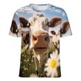 thumbnail image 5 of Farmhouse Highland Cow Funny Cattle And Flower Women's Short Sleeve T-Shirt Crew Neck Casual Summer Trendy Loose Fit Tops, 5 of 6