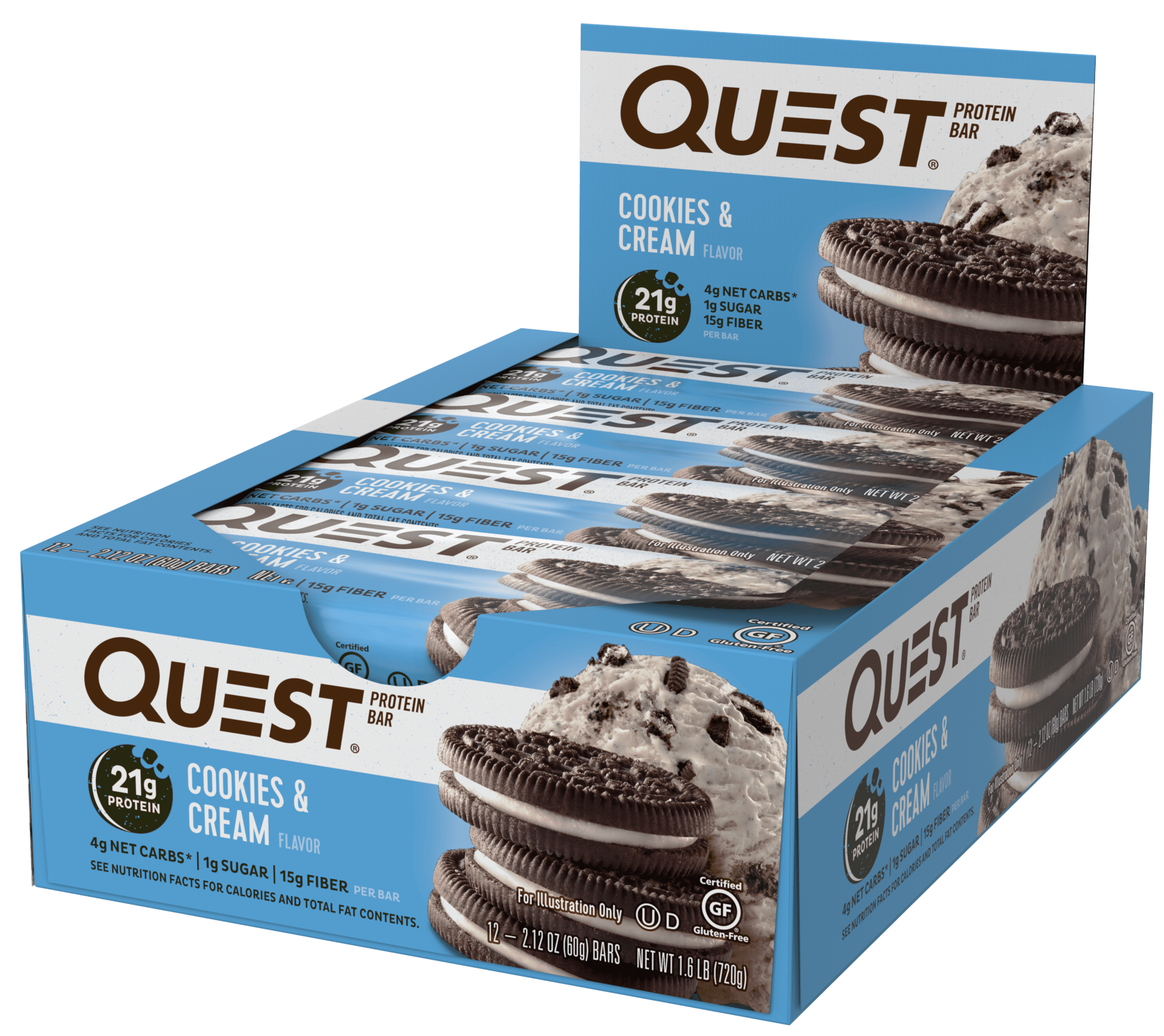 Quest Nutrition Cookies & Cream Protein Bar, High Protein ...