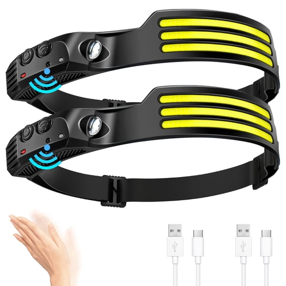 Linterna frontal LED recargable DAWINSIE de 230° de haz amplio, 2 piezas
