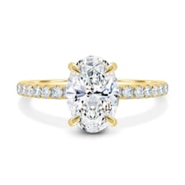 ESTE ORIGIN 2ct Oval Moissanite Solitaire Engagement Ring Hidden Halo and Pave Band Wedding Ring 10K Gold Gold US 7