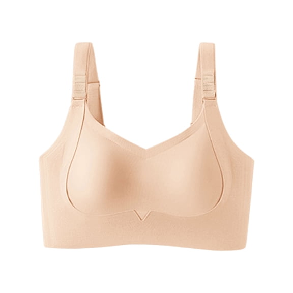 iHPH7 Lifting Bra for Women Wirefree Seamless Push Up Bralette Adjustable Wide Straps Padded T-shirt Bra Full Coverage Everyday Comfort Wireless Bras with Support and Lift Beige L