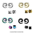 thumbnail image 3 of Pair of Anodized Titanium Seamless Steel Spiral Ear Tapers with Ear Plugs, 3 of 8